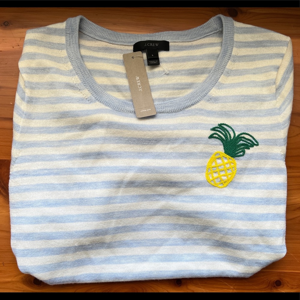 New - Women’s J. Crew pineapple striped t-shirt size large